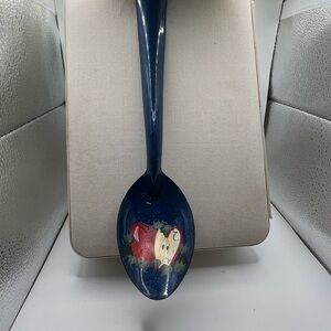 Decorative Blue Spoon with Apple Design
